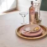 Clara Marble Effect Round Dining Table - Gold Frame - Image 4