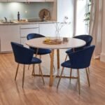 Clara Marble Effect Round Dining Table - Gold Frame - Image 6