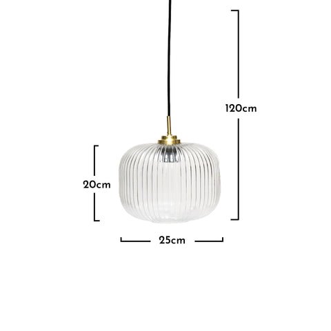 Outlet - Clear Fluted Glass & Gold Pendant Light 1 Clear fluted glass pendant - Laura James