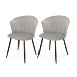 Outlet - Cleo Dining Chairs - Set Of 2  - Grey with Black Legs
