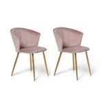 Outlet - Cleo Dining Chairs - Set of 2 - Pink & Gold