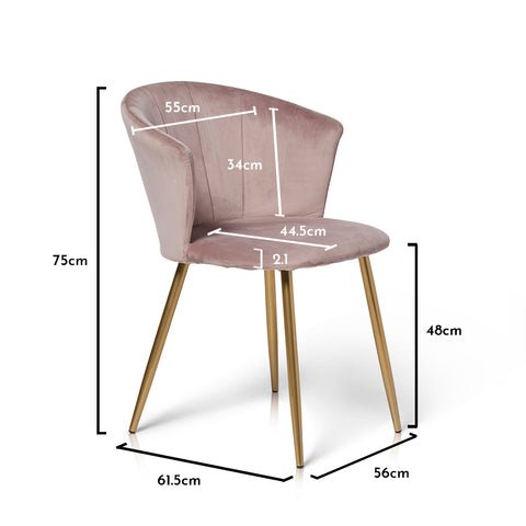 Cleo Pink Velvet Dining Chair with Gold Legs - Laura James