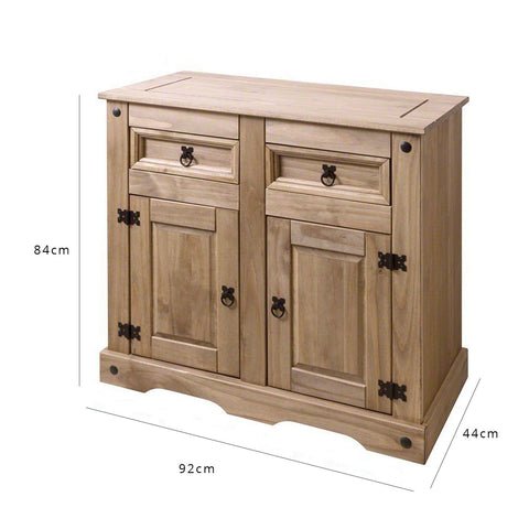Corona 2 Drawers Sideboard - Solid Pine 1 Sideboard - Solid Wood - 2 Drawers - Laura James