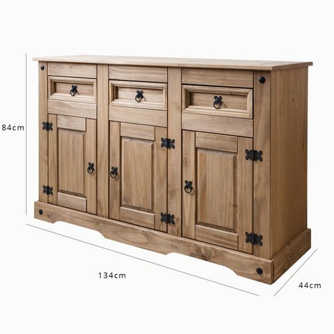 Sideboard - 3 Drawers 3 Doors - Solid Pine 1 Sideboard - 3 Drawers 3 Doors - Solid Pine