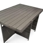 Cube 10 Seater Rattan Outdoor Dining Set with Grey LED Premium Parasol - Grey Weave Polywood Top - Image 7