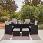 Outlet - 8 Seater Rattan Cube Outdoor Dining Set - Black Weave