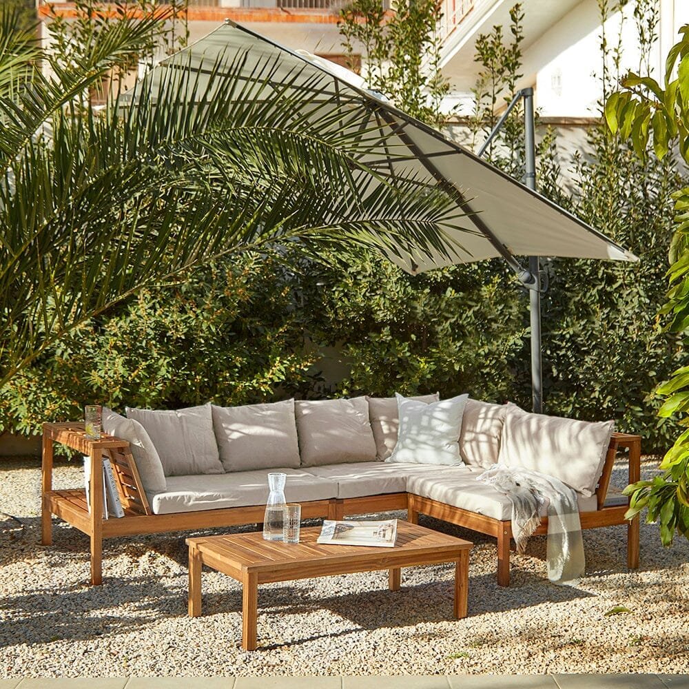dakota-cream-parasol_97ce178c-f422-4ca9-96c0-d8a14c753c49 Dakota Wooden Garden Corner Sofa Set with Cream Parasol - Sand Cushions