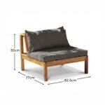 Dakota Mid Section/Chair - Natural Acacia with Grey Cushions - Image 4