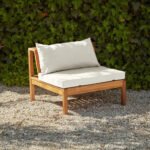 Dakota Wooden Garden Corner Sofa Set with Cream Parasol - Sand Cushions - Image 14