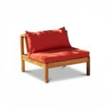 Dakota Mid Section/Chair - Natural Acacia with Red Cushions - Image 2