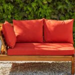 Dakota 6 Seater Wooden Corner Sofa Set - Natural Acacia with Red Cushions - Image 2