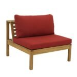 Dakota Wooden Garden Corner Sofa Set with Cream LED Premium Parasol - Red Cushions - Image 17