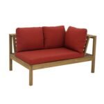 Dakota Wooden Garden Corner Sofa Set with Cream LED Premium Parasol - Red Cushions - Image 19