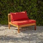 Dakota Wooden Garden Corner Sofa Set with Cream LED Premium Parasol - Red Cushions - Image 3