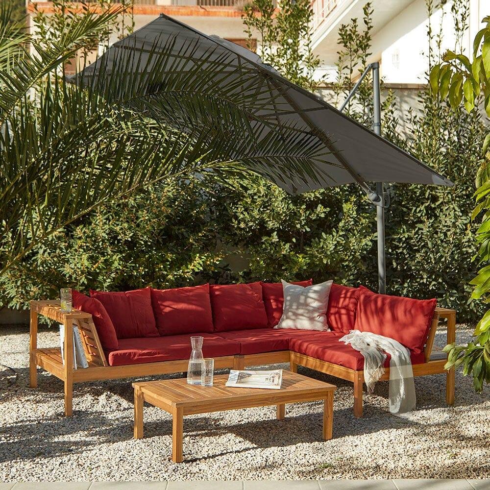 dakota-wooden-garden-corner-sofa-set-with-grey-parasol-red-cushions-laura-james-1 Dakota Wooden Garden Corner Sofa Set with Grey Parasol - Red Cushions