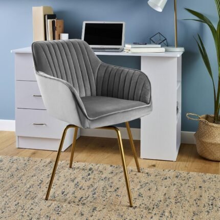 Darcy Office Swivel Chair - Grey with Gold Legs