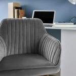 Darcy Office Swivel Chair - Grey with Gold Legs - Image 4