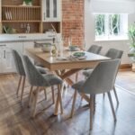 Amelia Whitewash Extendable Dining Table Set - 6 Seater - Freya Grey Dining Chairs - Whitewash Oak Legs