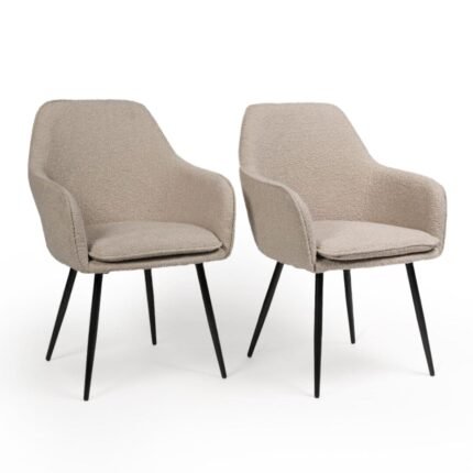 Dolly Boucle Accent Chairs - Set of 2 - Black Legs
