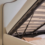 Odette Double Ottoman Bed - Ivory - Jet Black Piping - Image 6