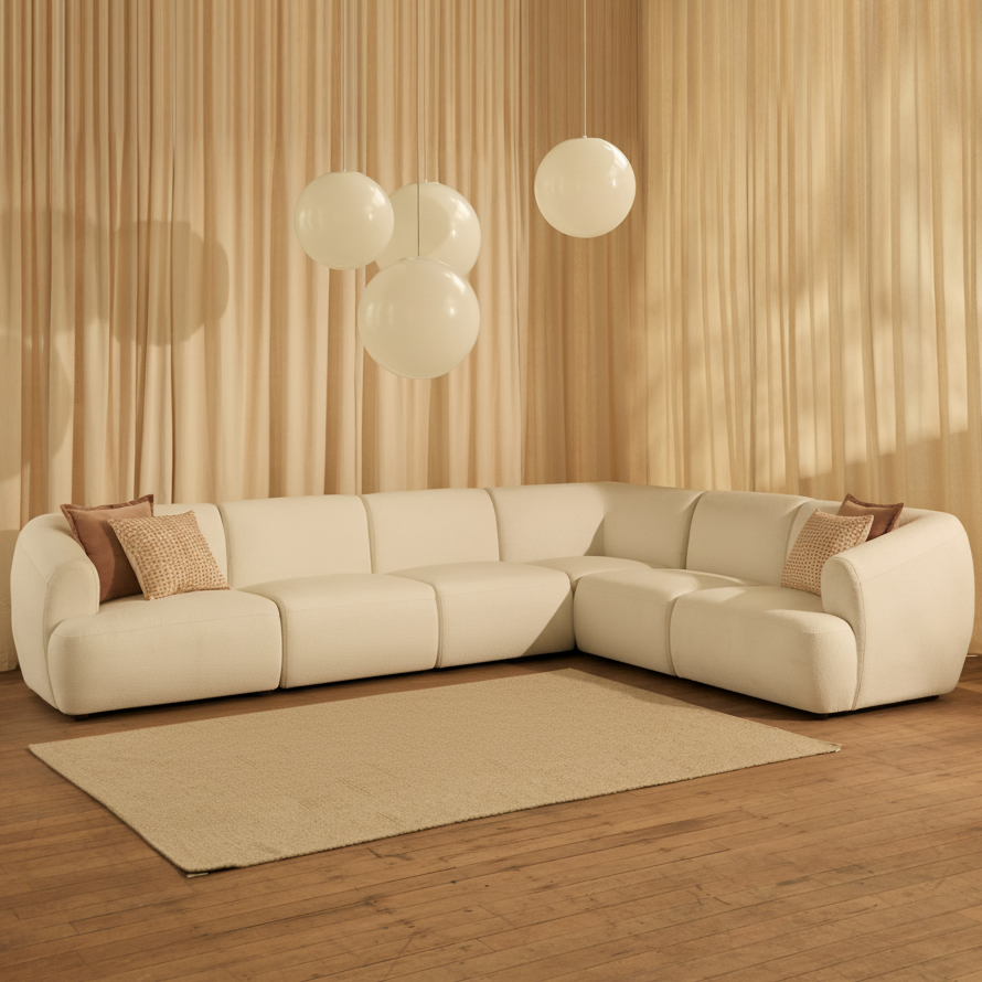 download_48 Nathalia Large Corner Sofa - Right Hand - Chalk White Boucle - Image 1