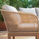 Eaden Rope Garden Conversation Set with Cream Lean Over Parasol - Natural - Image 4
