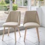 Ella Pale Oak Dining Table Set - 6 Seater - 2 Freya Sand Carver Chairs & 4 Dining Chairs - Whitewash Oak Legs - Image 4
