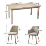 Ella Pale Oak Dining Table Set - 6 Seater - 2 Freya Sand Carver Chairs & 4 Dining Chairs - Whitewash Oak Legs - Image 8