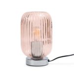 Outlet - Elland 22.5cm Glass Table Lamp - Blush Pink & Chrome