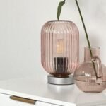 Outlet - Elland 22.5cm Glass Table Lamp - Blush Pink & Chrome - Image 3
