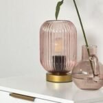 Outlet - Elland 22.5Cm Glass Table Lamp - Blush Pink & Gold - Image 2