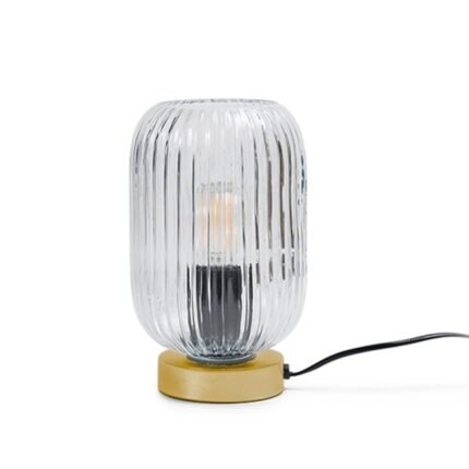 Outlet - Elland 22.5Cm Glass Table Lamp - Clear & Gold