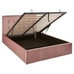 Elle King Size Ottoman Bed - Pink Velvet - Image 7