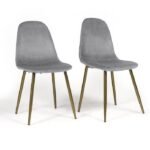 Outlet - Ellis Dining Chairs - Set of 2 - Grey & Gold