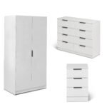 Essie 3 Piece Bedroom Set - 8 Chest of Drawers - Pure White