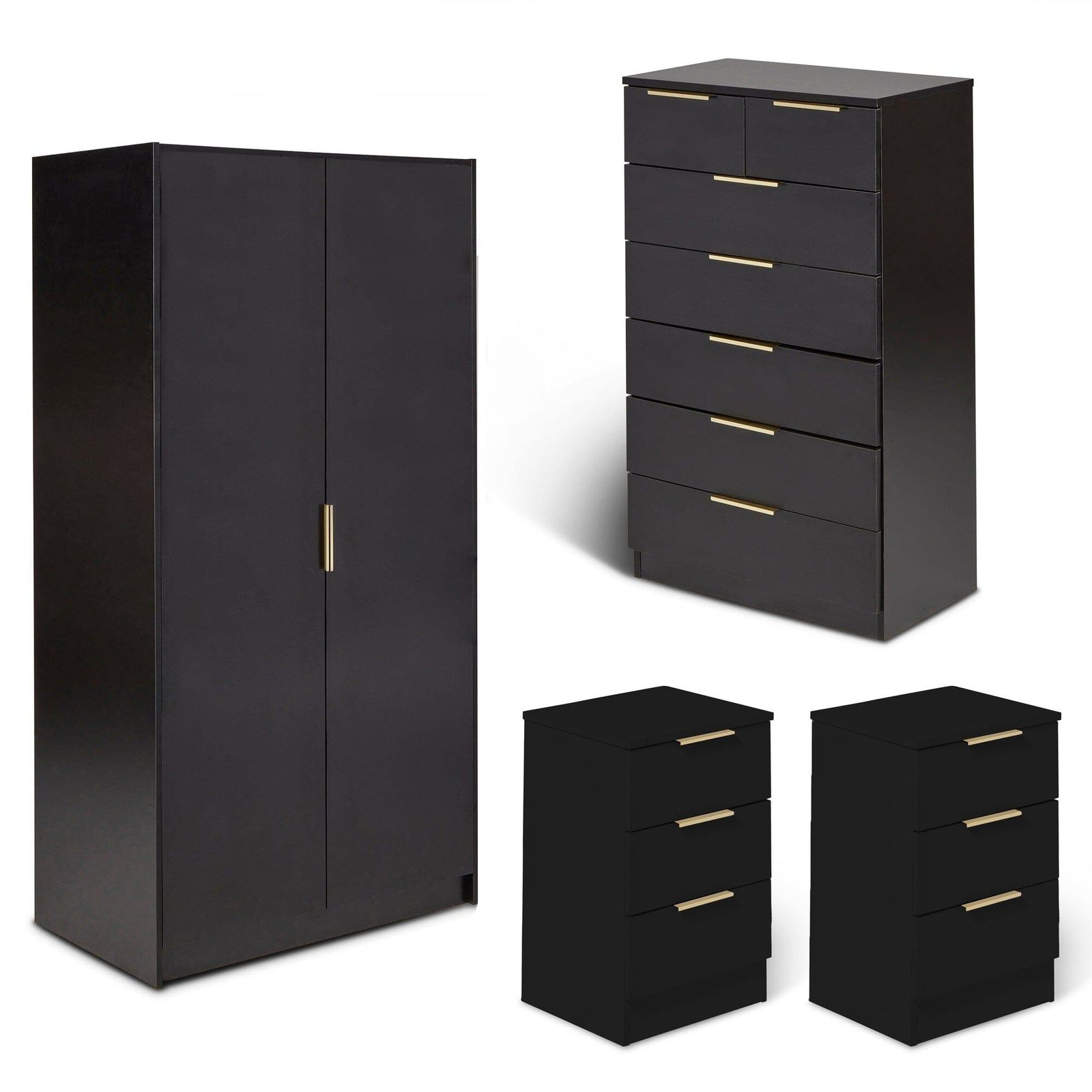 essie-4-piece-bedroom-set-2-over-5-chest-of-drawers-pitch-black-laura-james-1 Essie 4 Piece Bedroom Set - 2 Over 5 Chest of Drawers - Pitch Black
