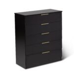 Essie 4 Piece Bedroom Set - 5 Chest of Drawers - Pitch Black - Image 8