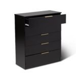 Essie 4 Piece Bedroom Set - 5 Chest of Drawers - Pitch Black - Image 9