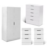 Essie 4 Piece Bedroom Set - 5 Chest of Drawers - Pure White