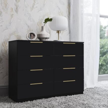 Essie 8 Drawer Chest of Drawers - Black