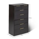 Outlet - Essie Tall 7 Drawer Chest of Drawers - Black - Image 7