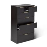 Outlet - Essie Tall 7 Drawer Chest of Drawers - Black - Image 4