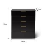 Outlet - Essie 5 Chest of Drawers - Pitch Black - Image 7