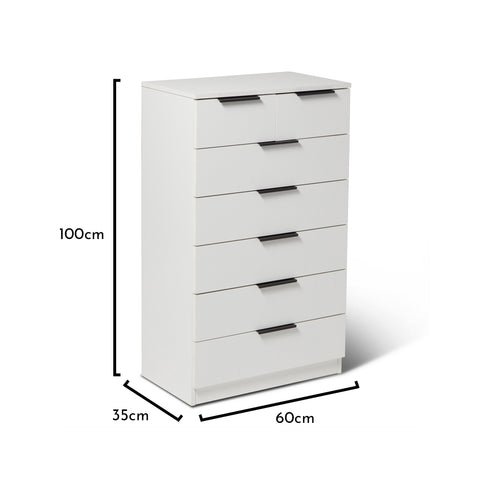 Essie 4 Piece Bedroom Set - 2 Over 5 Chest of Drawers - Pure White 2 Essie White Tall Chest of Drawers - Laura James