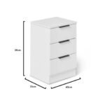 Outlet - Essie 3 Drawer Bedside Table - Pure White - Image 7