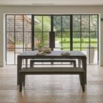 Ethan 3 Seater Mango Wood Dining Bench - Ash Grey - Image 2