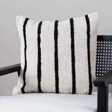 Evedon 50x50cm Cotton Cushion Cover - Black & Natural
