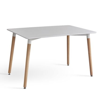 Finn White Dining Table - 6 Seater - Beech Legs