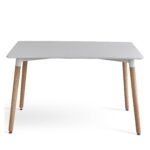 Finn White Dining Table - 6 Seater - Beech Legs - Image 2