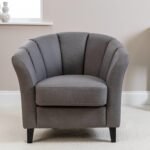 Florence Steel Grey Vegan Leather Armchair - Black Legs